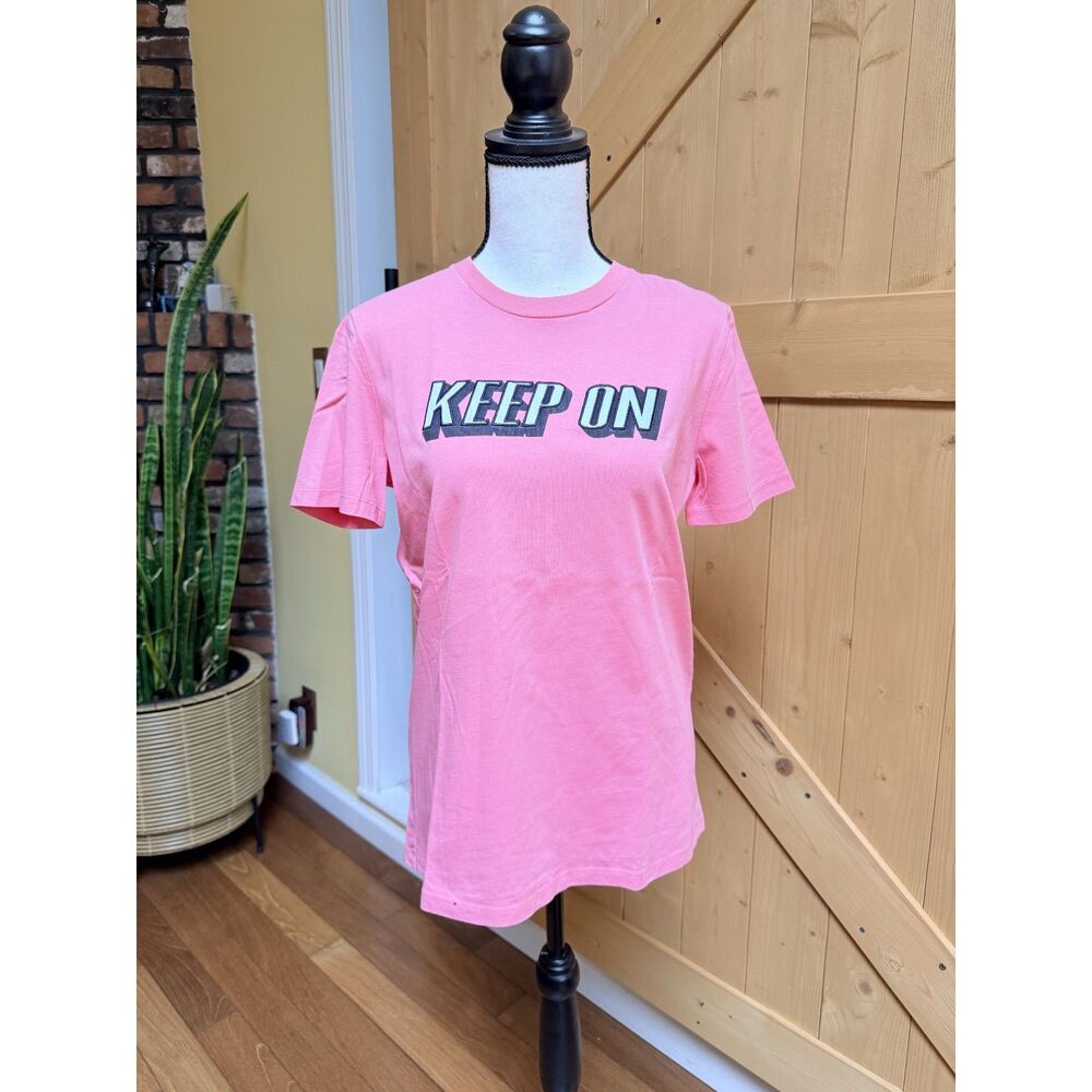 Sandro Paris Pink Graphic T-Shirt Keep On Tee Size S 1 Cotton